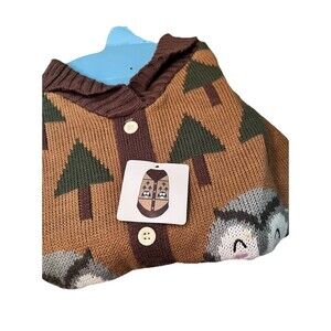 NWT Vibrant Life Dog Owl Brown Sweater Sz Medium Knitted